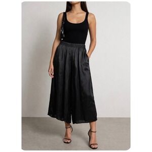 Elevenses Anthropologie Black Pull On Wide Leg Flowy Drawstring Culottes XL NWT
